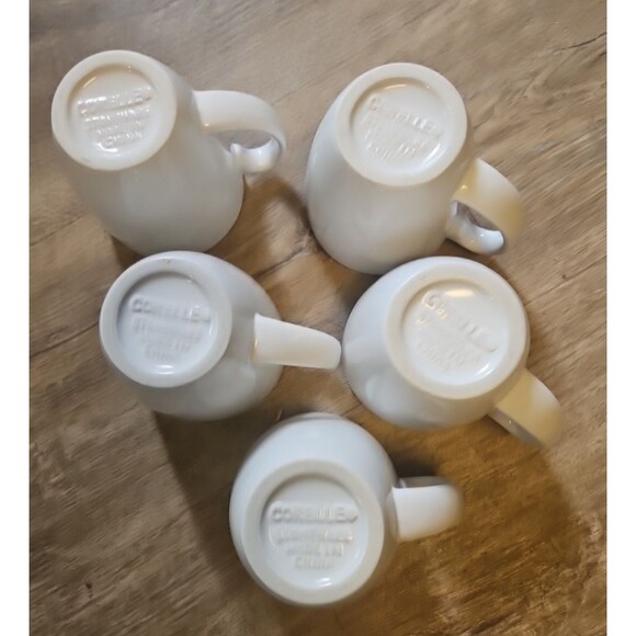 SET OF 5 CORELLE STONEWEAR WHITE MUGS, Restaurant ware - Picture 4 of 5